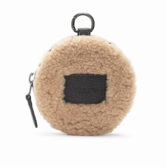 COACH genuine shearling and leather round coin case - Picture 2 of 4
